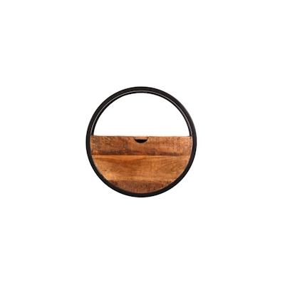 SIT Möbel Wandregal | rund | 1 Schublade | Mango-Holz natur | Gestell Metall schwarz | B 50 x T 20 x H 50 cm | 14366-01 