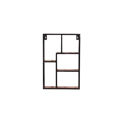SIT Möbel Wand-Regal | 4 asymmetrische Böden | Mango-Holz natur | Altmetall antikschwarz | B 40 x T 13 x H 60 cm | 09272
