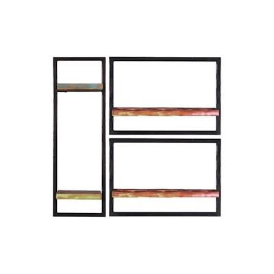 SIT Möbel Wandregal-Set | 3-teilig | Altholz | Serie RIVERBOAT | B 80 x T 25 x H 75 cm | bunt