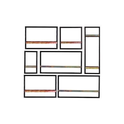 SIT Möbel Wandregal-Set | 7-teilig | Altholz | Serie RIVERBOAT | B 120 x T 25 x H 115 cm | bunt