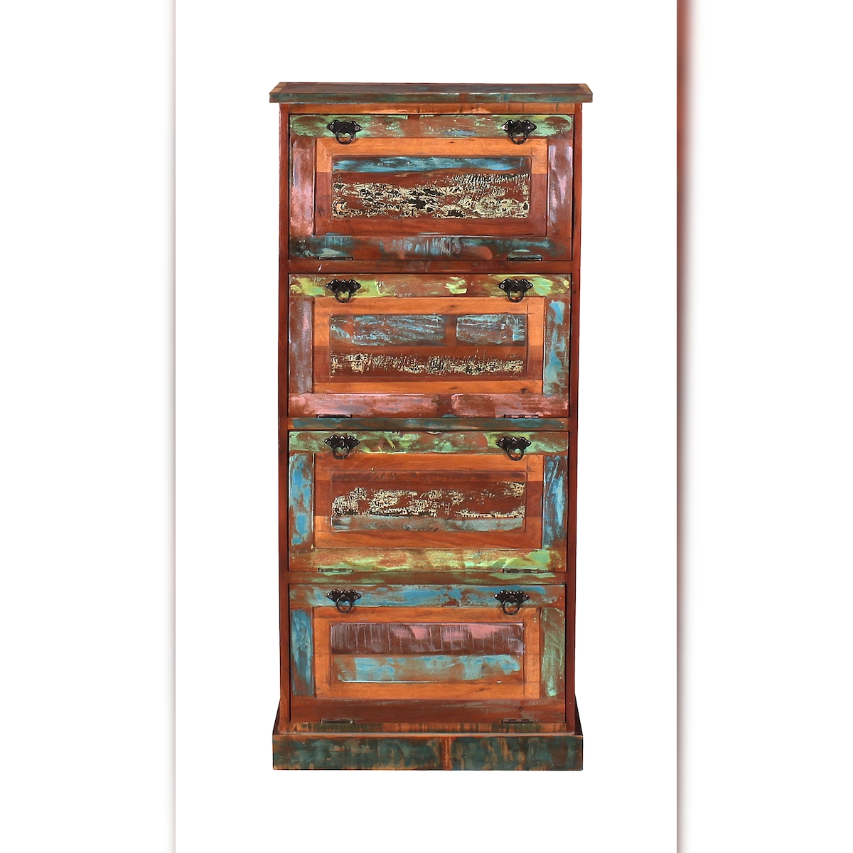 SIT Möbel Schuhschrank mit 4 Kippfächern | Altholz lackiert | bunt | B 65 x T 25 x H 145 cm | 09160-98 | Serie RIVERBOAT Image