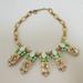 J. Crew Jewelry | J Crew Art Deco Chunky Statement Necklace Tan Green Stone Crystal Gold | Color: Green/Tan | Size: Os