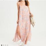 American Eagle Outfitters Dresses | American Eagle Pink Floral Maxi Dress With Side Slits Size Small | Color: Pink | Size: S