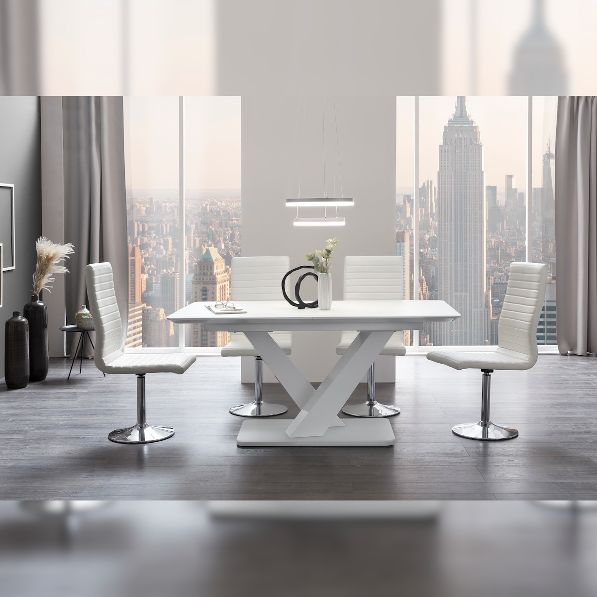 SalesFever Essgruppe 160/200x90 cm | 5 tlg | Glas | Weiß Image
