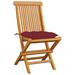 Red Barrel Studio® Patio Chairs Outdoor Bistro Folding Chair w/ Cushions Solid Wood Teak Wood in Brown | 35 H x 18.5 W x 23.6 D in | Wayfair