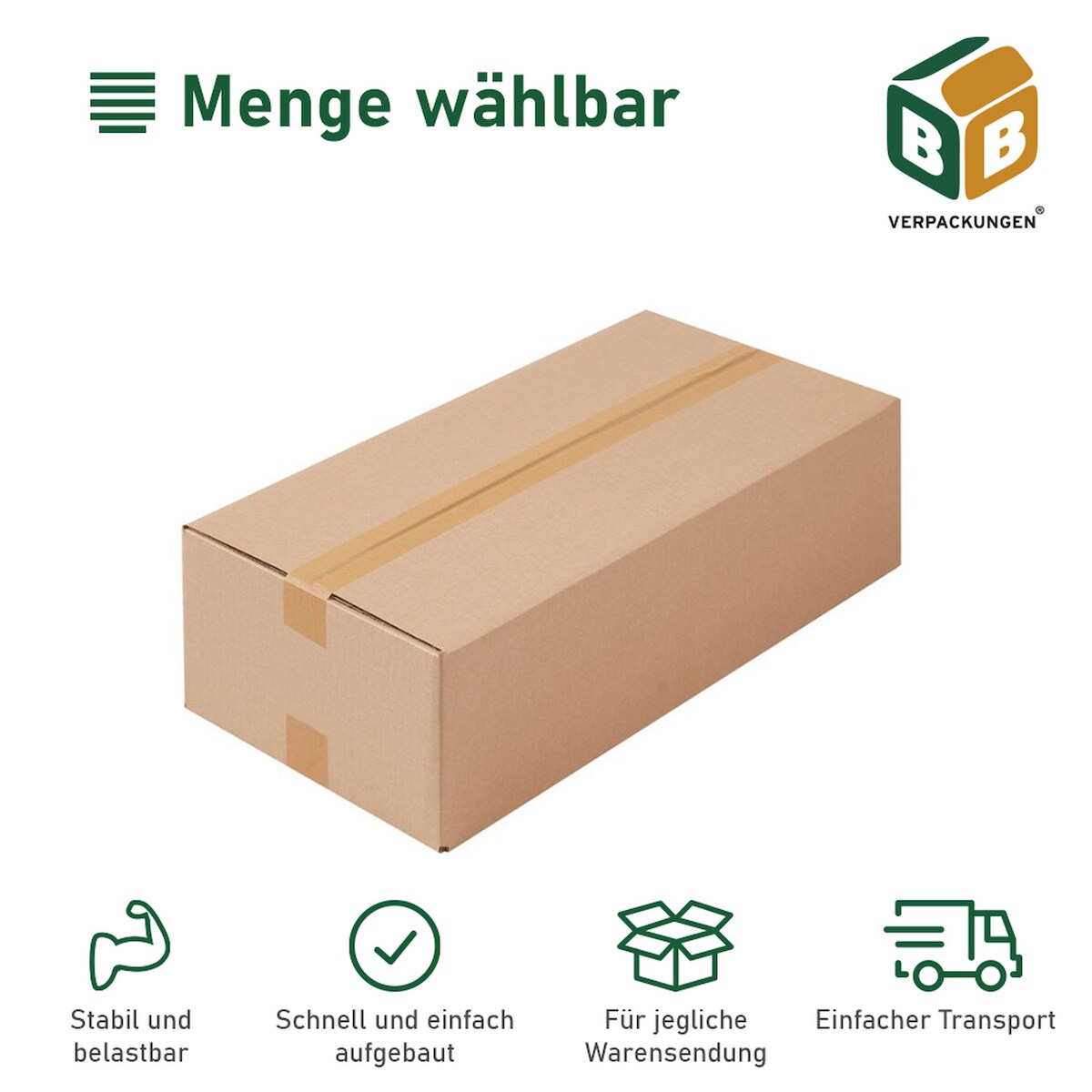 BB-Verpackungen GmbH 200 x Faltkarton (590 x 290 x 140 mm) stabil 1-wellig Versandkarton Päckchen DHL Hermes Schachtel Box Paket braun BB-Verpackungen Image