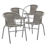Ivy Bronx Stacking Patio Dining Armchair in Gray | 28 H x 20 W x 18 D in | Wayfair 7E7BF98C504749CDBBADCDB75C7FAAEC