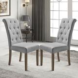Aristocratic Style Dining Chair Noble and Elegant Solid Wood Tufted Dining Chair Dining Room Set Set of 2 Gray