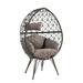 300lbs Patio Style Lounge Chair, with Light Gray Fabric and Black Wicker, Rattan Chair, with Soft Cushion and Pillow