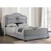 Frankie Queen Bed, Gray Velvet, Contemporary Style, Fully Padded Arched Headboard, Single Button Tufted & Trim