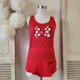 Disney Tops | Disney Parks Minnie Mouse Classic Bows Red Sleeveless Tank Top, Small | Color: Black/Red | Size: S