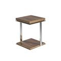 Table d'appoint effet bois noyer et acier