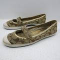 Coach Shoes | Coach Canvas Margot Jacquard Strap Slippers 7.5 M | Color: Cream/Tan | Size: 7.5