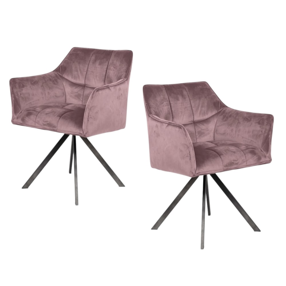 Lot de 2 fauteuils pivotants en velours rose