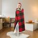 Premium Wearable Hooded Blanket for Adults 65in x 48in (Red Buffalo)