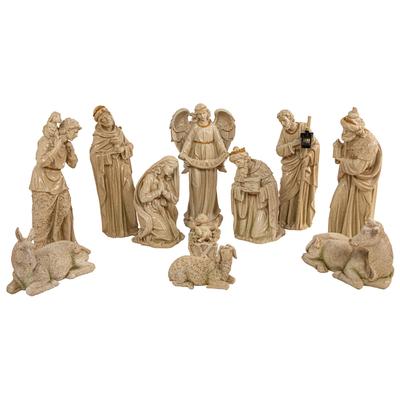 11 Piece Speckled Brown Traditional Christmas Nativity Set 22.75"