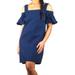 J. Crew Dresses | J. Crew Factory Womens Dress Size M Basketweave Cold Shoulder Navy Lined | Color: Blue | Size: M