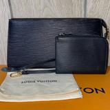 Louis Vuitton Bags | Louis Vuitton Black Epi Leather Pochette Accessories 21 And Porte Monnaie Wallet | Color: Black/Gold | Size: Os