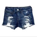 American Eagle Outfitters Shorts | American Eagle Outfitters Distressed Shortie Shorts Dark Wash Stretch Denim Sz 2 | Color: Blue | Size: 2