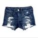 American Eagle Outfitters Shorts | American Eagle Outfitters Distressed Shortie Shorts Dark Wash Stretch Denim Sz 2 | Color: Blue | Size: 2