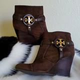 Tory Burch Shoes | Euc Tory Burch Brown Wedge Booties | Color: Brown | Size: 9