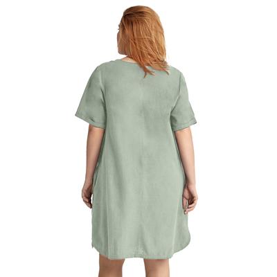 Plus Size Women's Linen-Blend A-Line Dress by ellos in Desert Sage (Size 20)