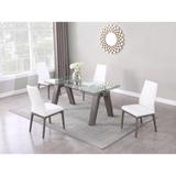 Somette Modern Dining Set with Extendable Glass Table & 2-Tone Chairs