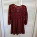 American Eagle Outfitters Dresses | American Eagle Outfitters Women Dress Size Small Boho Red Dress Vneck 34 Sleeve | Color: Red | Size: S