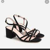 J. Crew Shoes | J.Crew Nib Odette Asymmetric Black Suede Sandal Heel | Color: Black | Size: 11