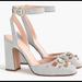 J. Crew Shoes | J.Crew Harlow Silver Glitter Bejeweled Ankle-Strap Pumps Wedding Block Heels. | Color: Silver | Size: 7.5