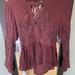 American Eagle Outfitters Tops | American Eagle Long Sleeve Flowy Lace Top With Bell Sleeves | Color: Red | Size: S
