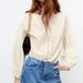 Zara Tops | Embroidered Eyelet Blouse | Color: Cream/White | Size: M