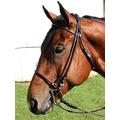 SIE Leather Rolled Horse Bridles with Reins (Brown, Pony)