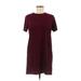 Brandy Melville Casual Dress - Shift Crew Neck Short Sleeve: Burgundy Solid Dresses