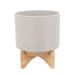 Matte Finish Ceramic Planter on Stand - 12" - Beige and Brown