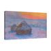 Red Barrel Studio® Stacks Of Wheat, Sunset, Snow Effect by Claude Monet - Wrapped Canvas Print Canvas in White | 24 H x 36 W x 1.5 D in | Wayfair