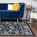 Blue/Orange 72 x 0.33 in Area Rug - Lark Manor™ Arenas Floral Blue/Yellow/Orange Area Rug Polypropylene | 72 W x 0.33 D in | Wayfair