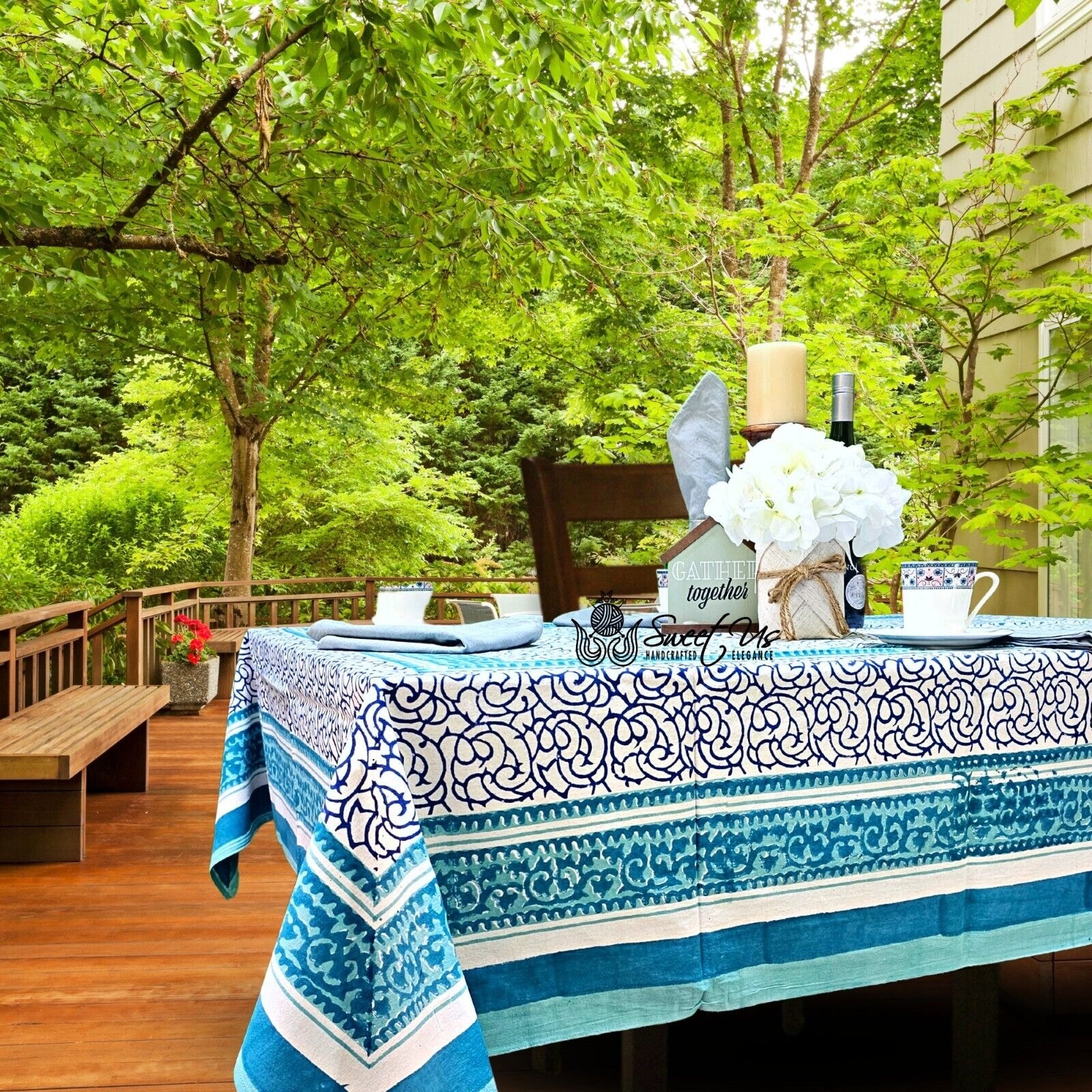 Cotton Floral Garden Tablecloth Rectangle