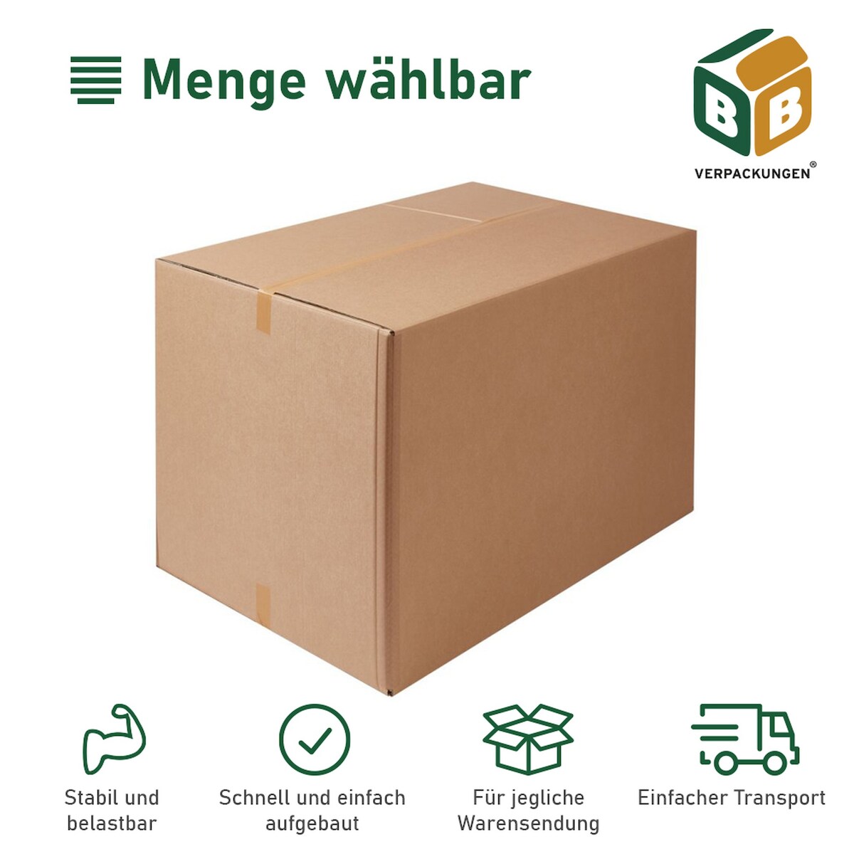3 x Faltkarton (1185 x 785 x 750 mm) stabil 2-wellig Versandkarton Palettenkarton DHL Europalette Paket braun BB-Verpackungen Image