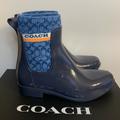 Coach Shoes | Brand New Coach Rivington Rubber Short Rain Boots 7 B/Narrow Fit/Size Up | Color: Blue | Size: 7