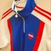 Adidas Shirts | Adidas Dir Marke Mit Den Zip Up Short-Sleeved Jacket | Color: Blue/Red | Size: L