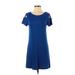 Arizona Jean Company Casual Dress - A-Line: Blue Solid Dresses - Women's Size Small