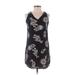 Old Navy Casual Dress - Shift V Neck Sleeveless: Black Floral Dresses - Women's Size X-Small