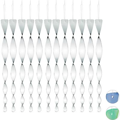 Vogelabwehr Spirale, 12er Set, reflektierend, Balkon & Garten, Windspirale, 40 cm lang,