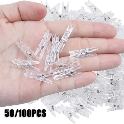 50/100PCS Mini Pinces Photos Transparente Ressort De Suspension En Plastique Serviette Photo Clip