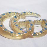 Gucci Jewelry | Gucci Gg Resin Brooch With Crystals | Color: Blue/Gold | Size: Os