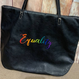 Nine West Bags | Hand Printed Upcycled Nine West Equality Rainbow Pride Black Shoulder Bag Purse | Color: Black | Size: Os