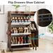 Shoe Storage Cabinet with 3 Flip Drawers and 5 Tiers shelves, Freestanding Wooden Tipping Bucket Shoes Organizer Cabinets