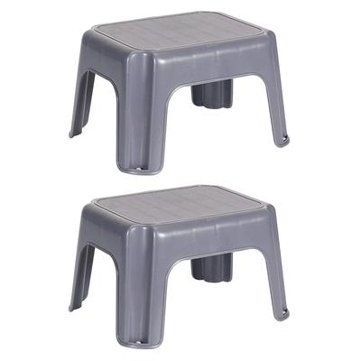 Rubbermaid Durable Roughneck Plastic Family Sturdy Step Stool, Gray (2 Pack) - 1