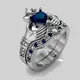 Bague de fiançailles de mariage de luxe bague de couple coeur bleu anneau de poignet CZ